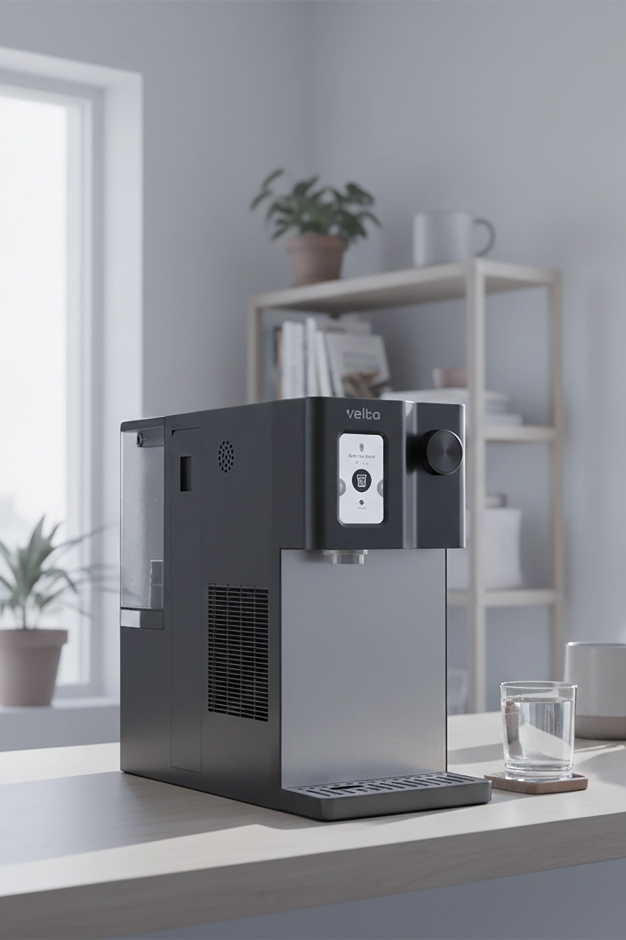 Modern kitchen tap dispensing water