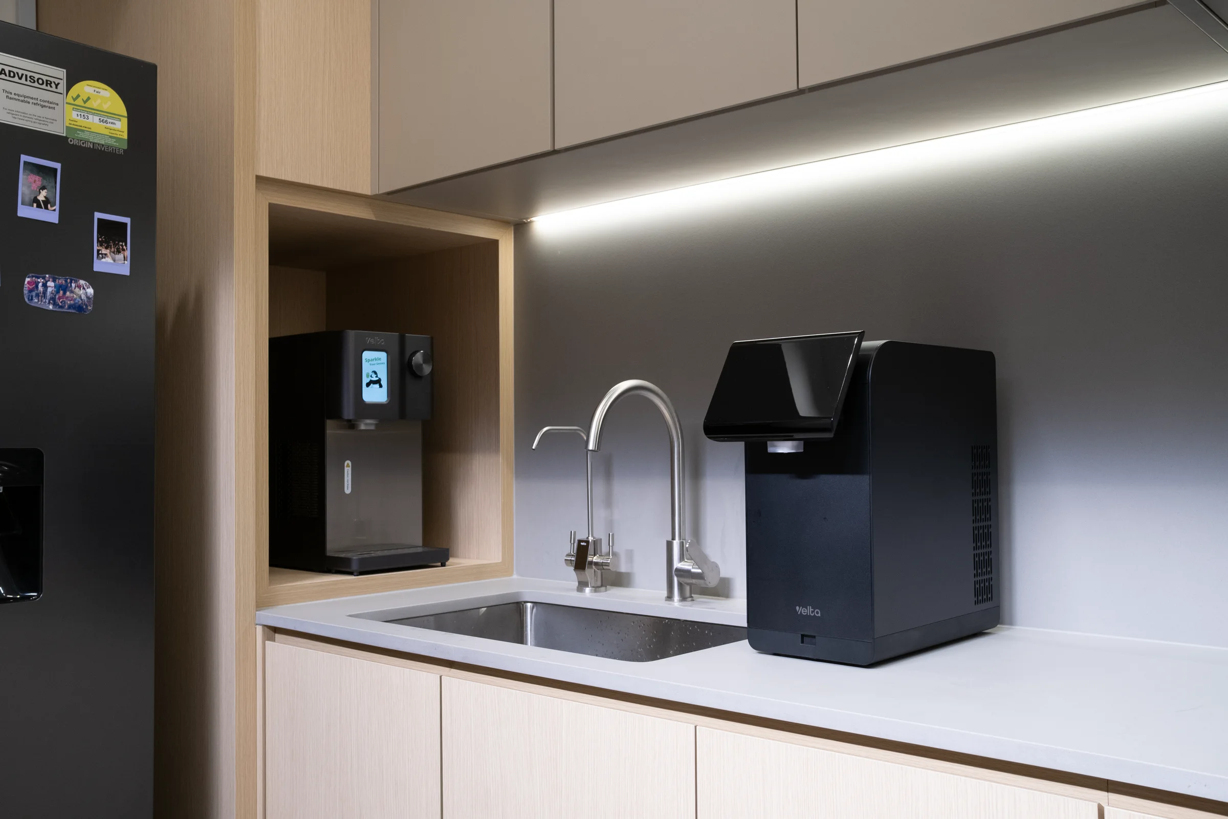Velta water purifiers displayed together
