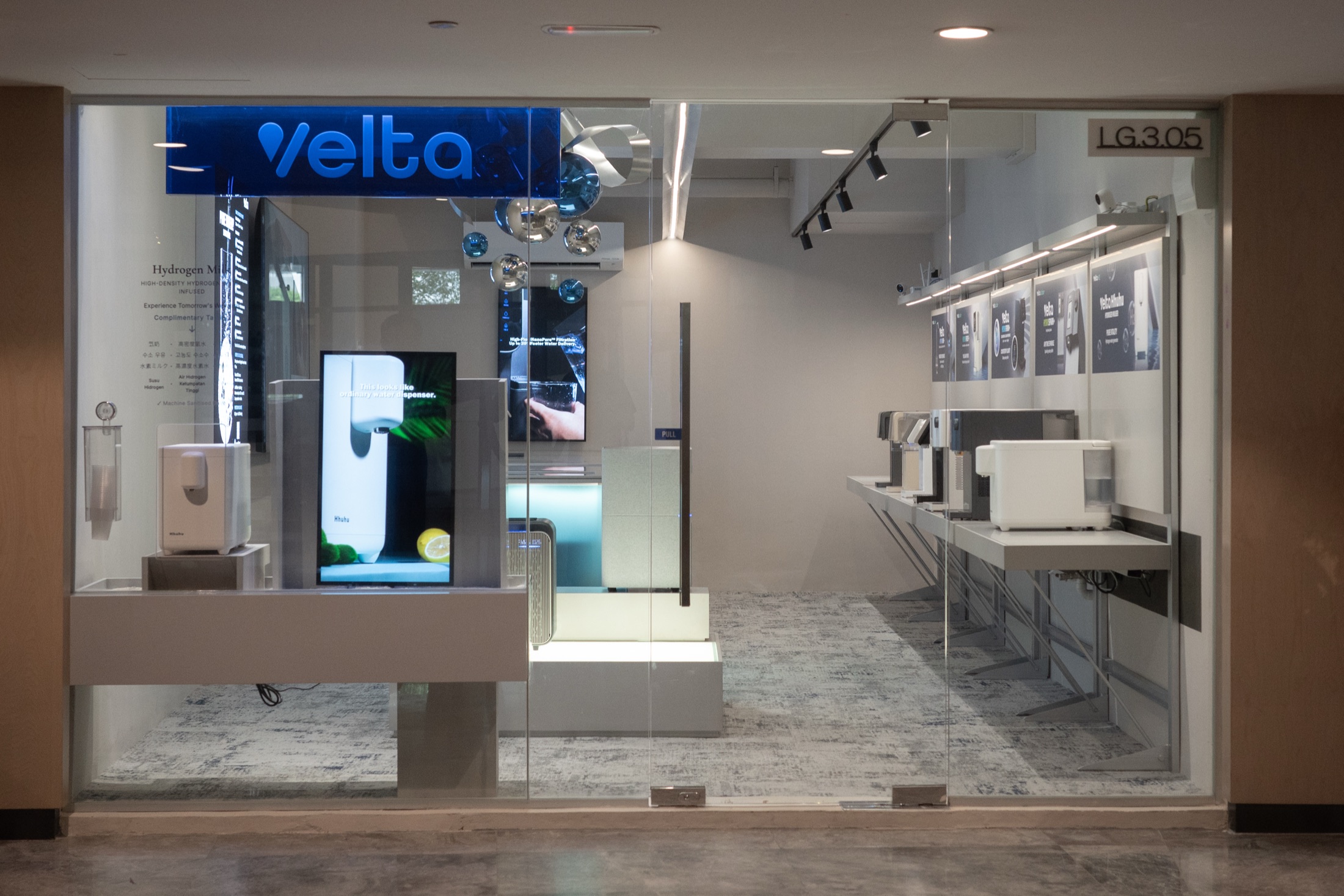 Velta Malaysia retail shop at Kiara 163 with water and hydrogen appliances on display