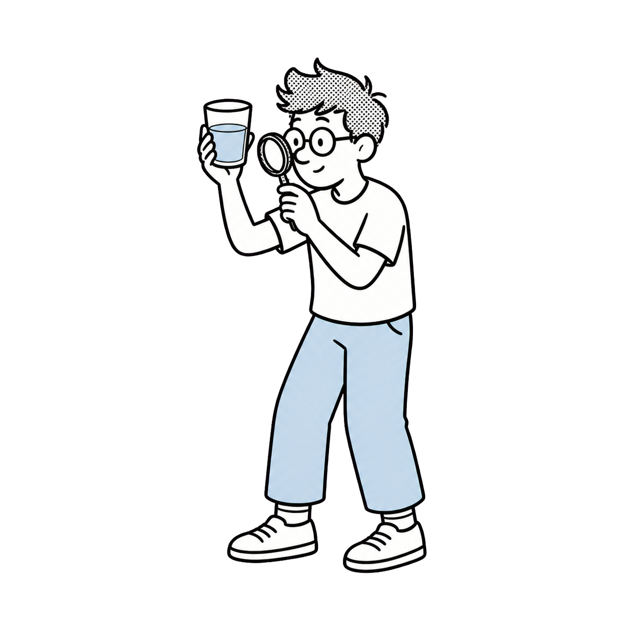 Velta guide examining a glass of water