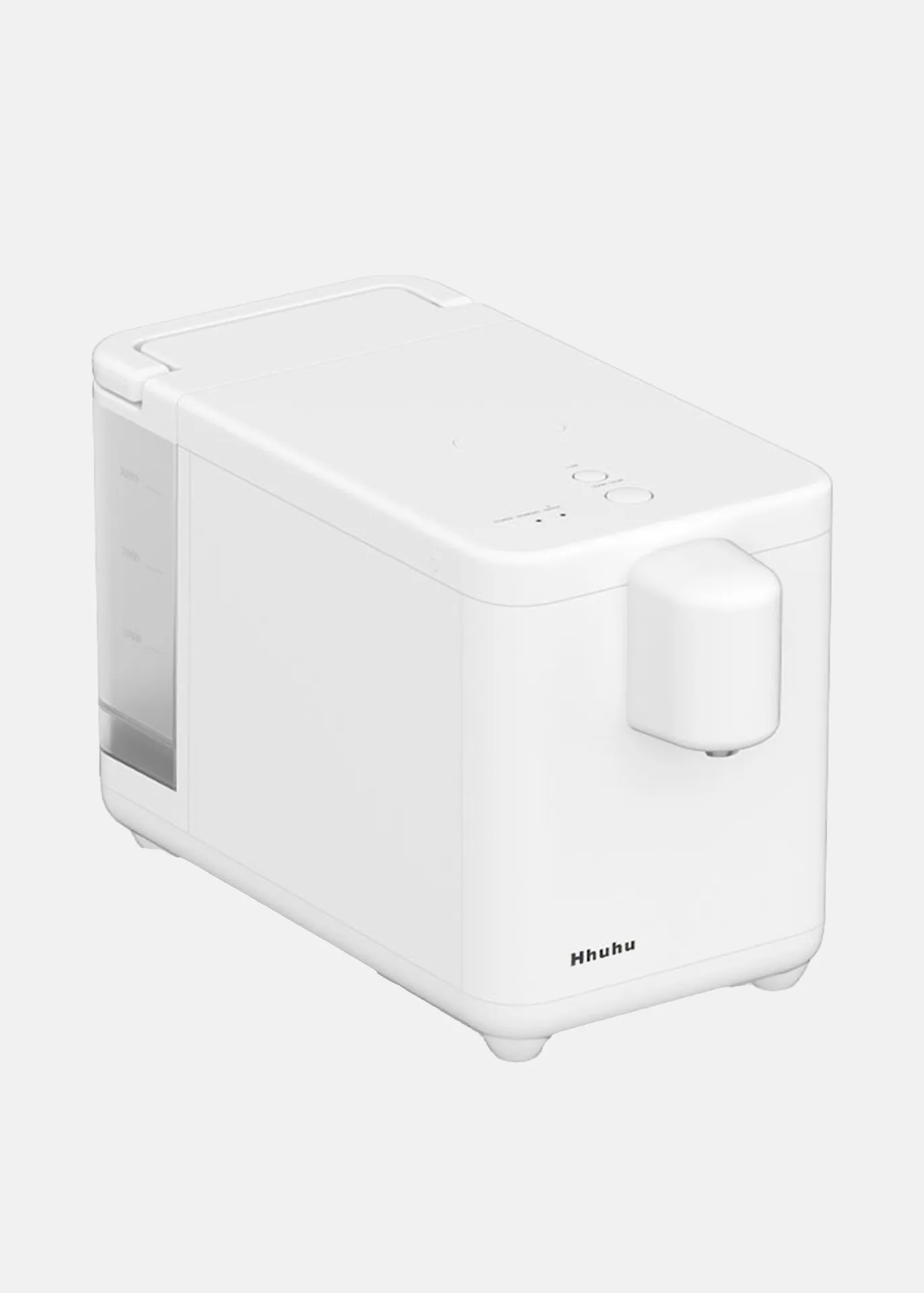 High angled view of Hhuhu controls and removable rear tank