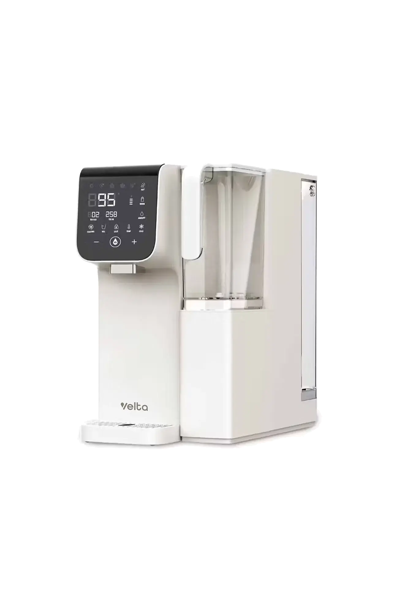 Three-quarter view of the Lunar White Velta HydroFirst+