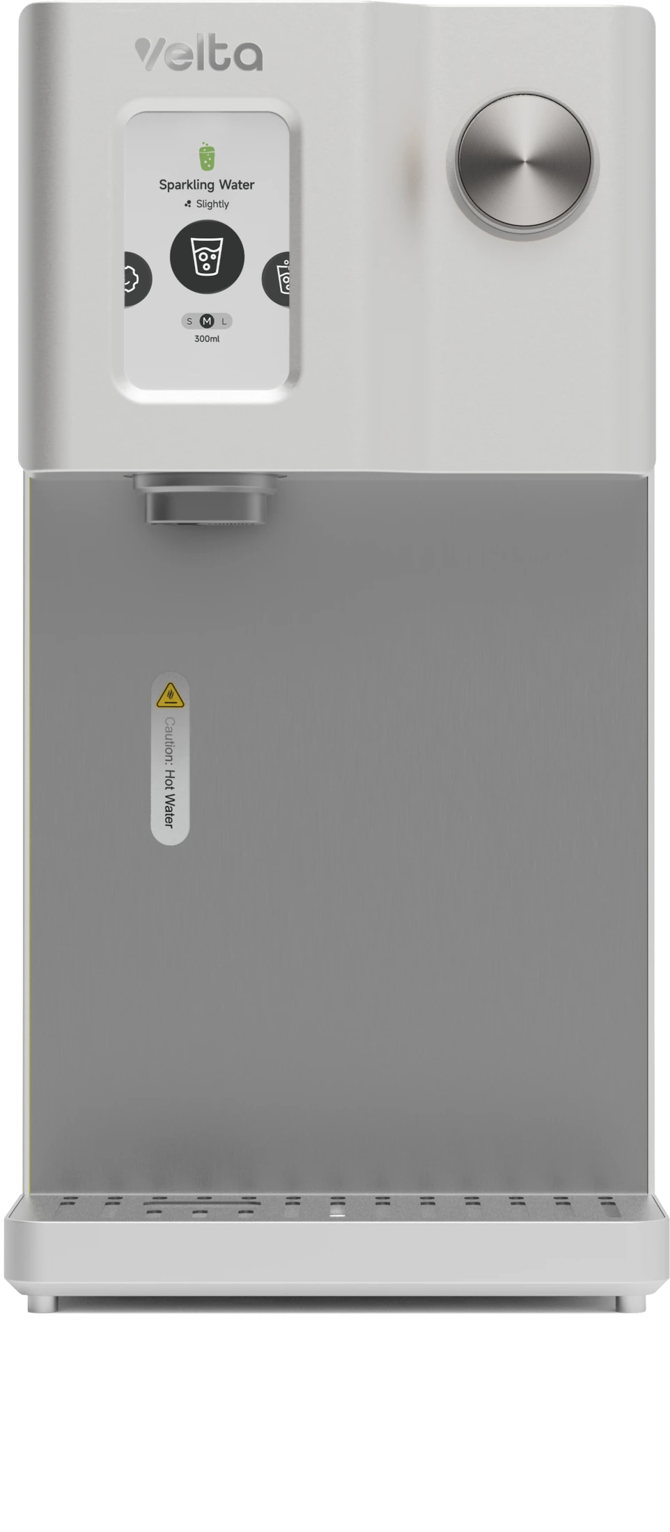 Front view of the Arctic White Velta HydroSpark+