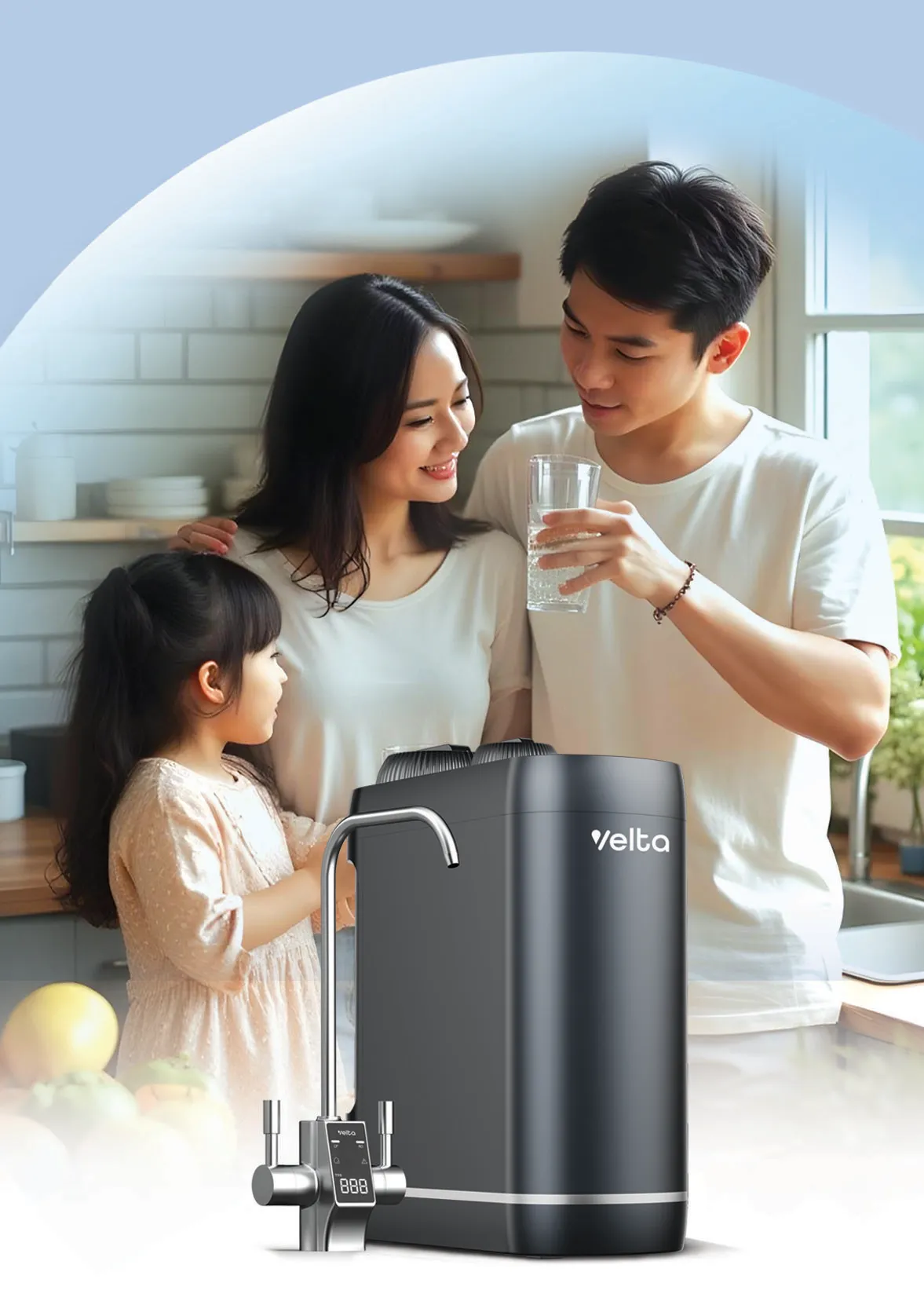 Velta HydroView+ system shown in a home setting