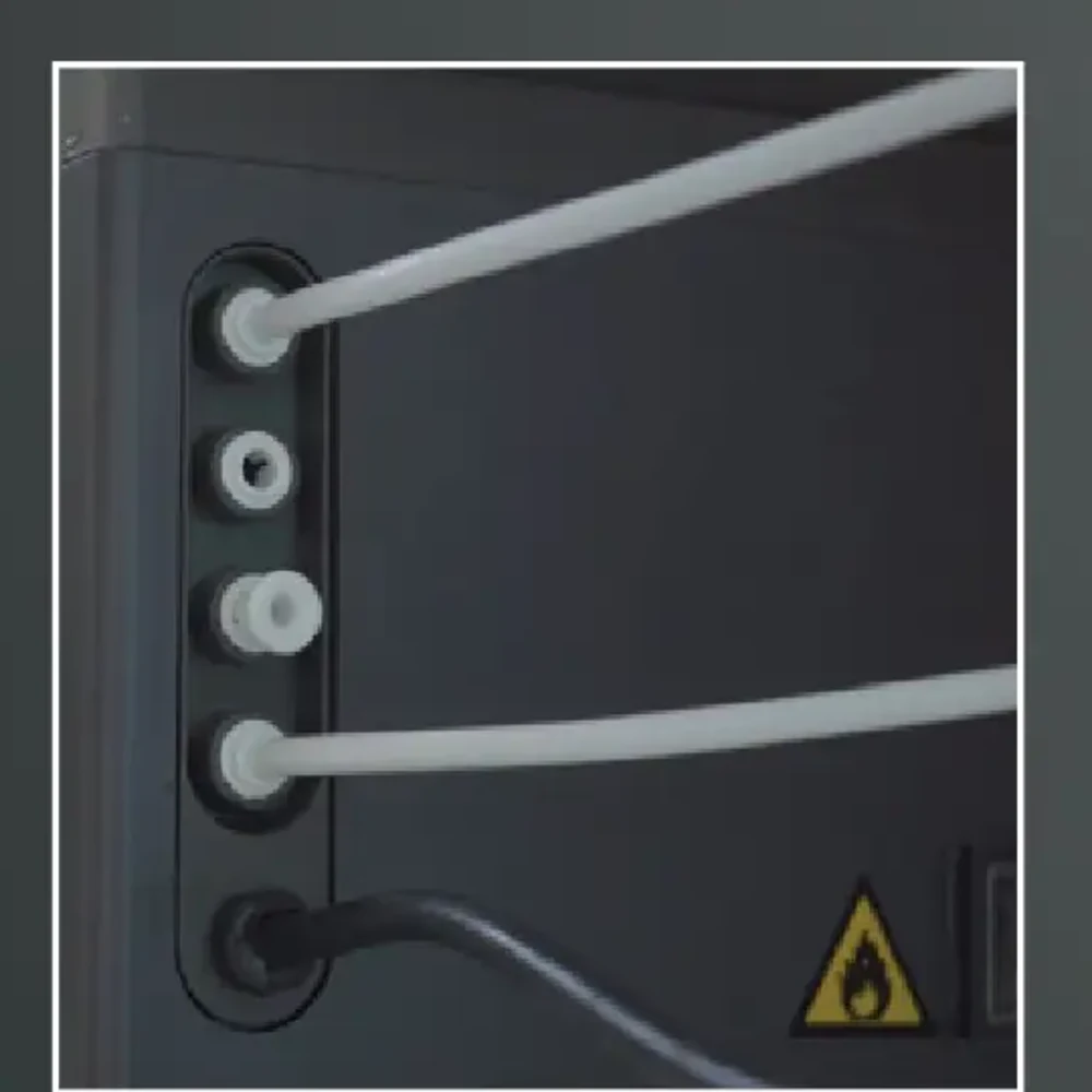 HydroSpark+ connected inlet and drain tubing ports