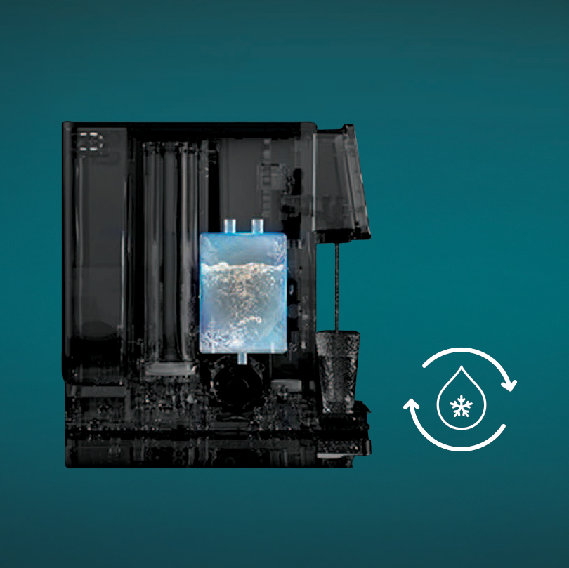 Cutaway illustration of the HydroFirst+ semiconductor cooling system